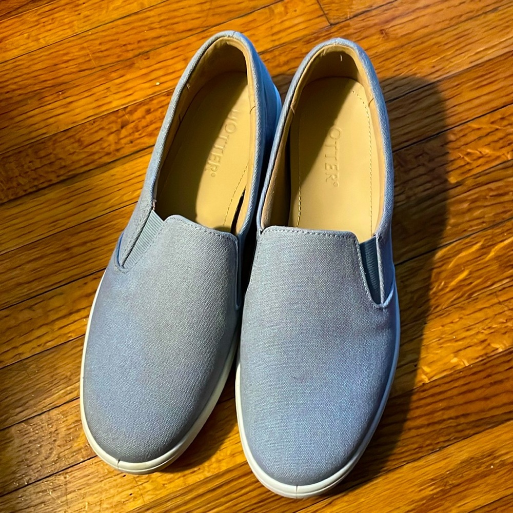 Hotter light blue slip on sneakers made in England end of summer